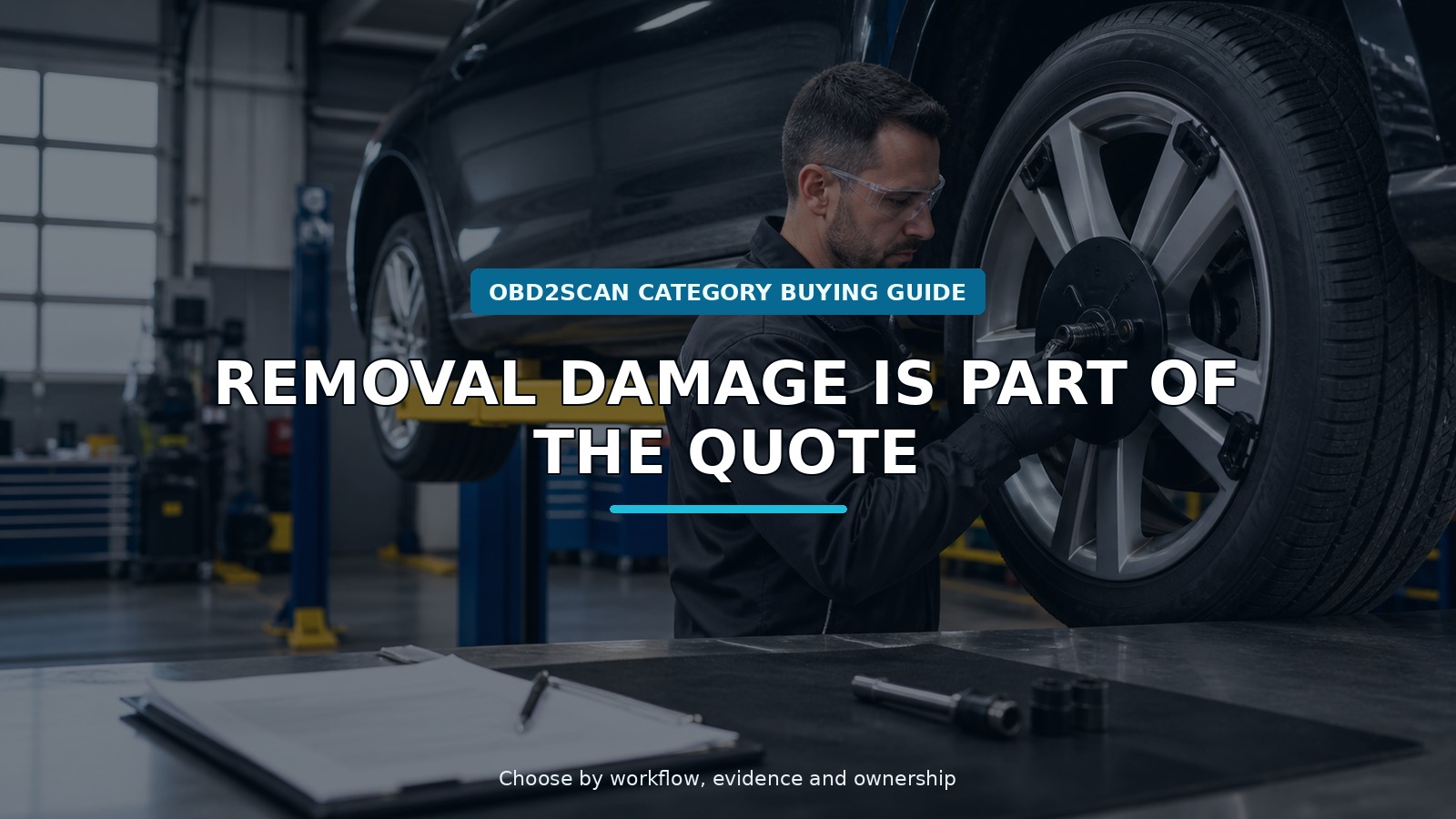 Workshop scene for locking lug nut removal kit buying guide