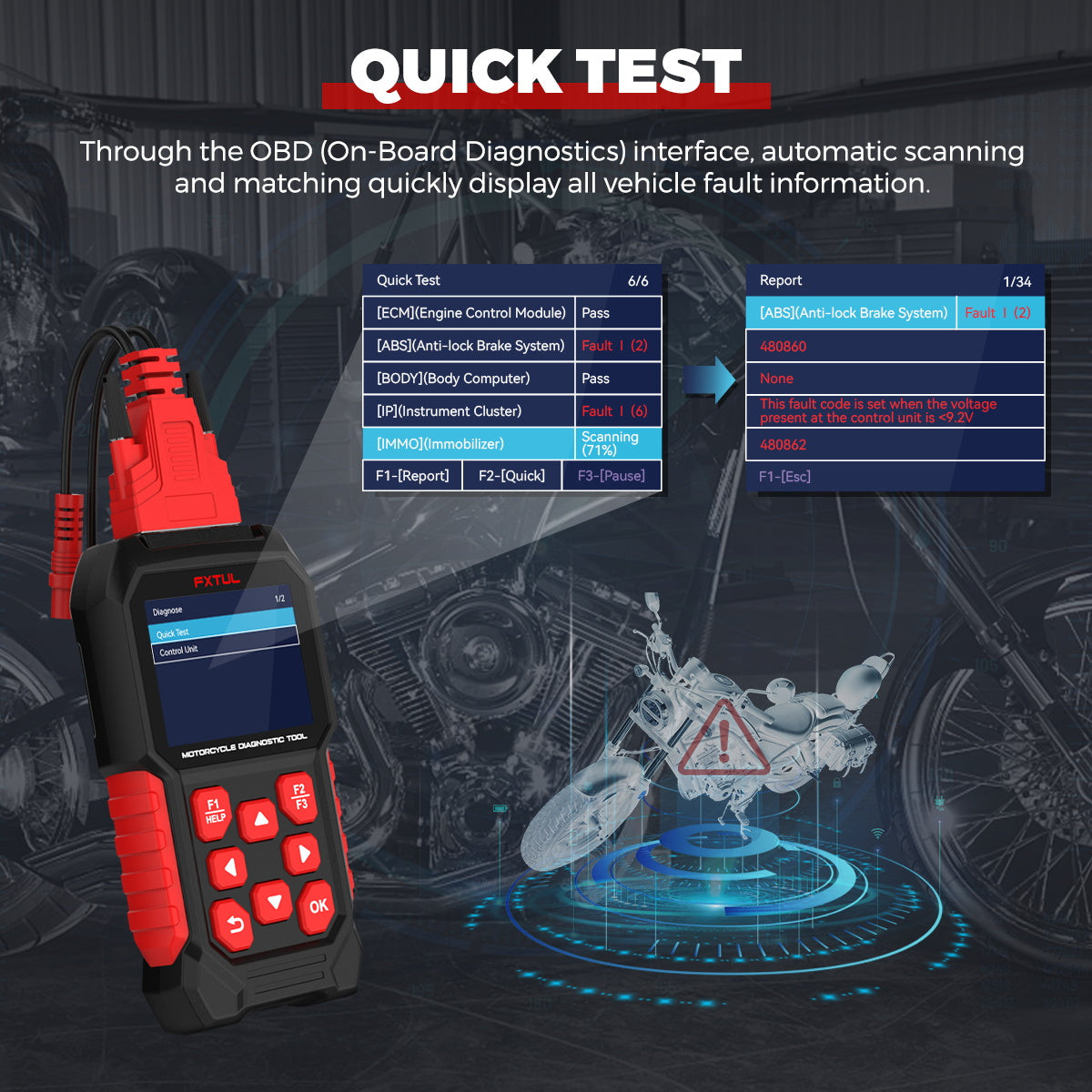 FXTUL M4 Quick Test system scan and report screens