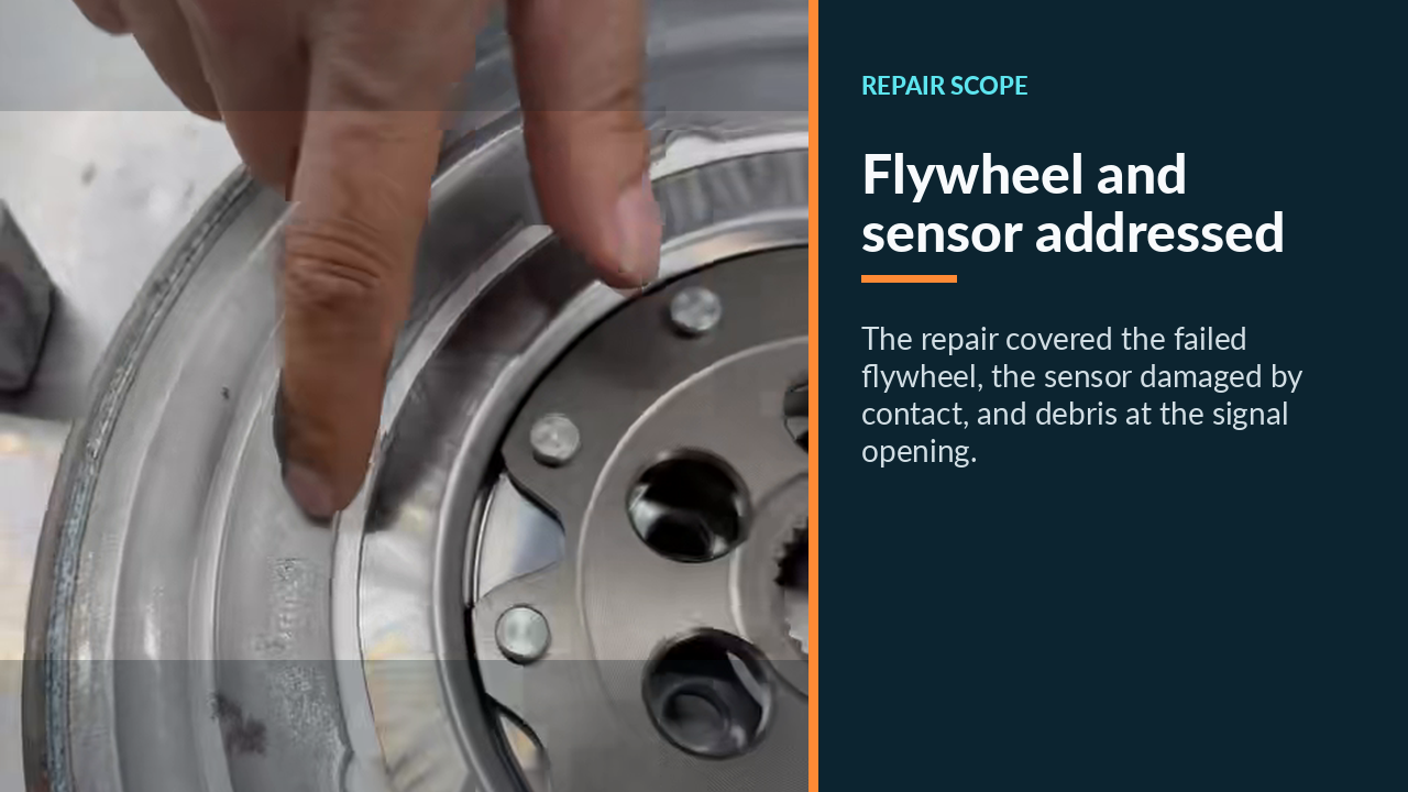 Mercedes A200 dual-mass flywheel and damaged crankshaft-position sensor repair scope