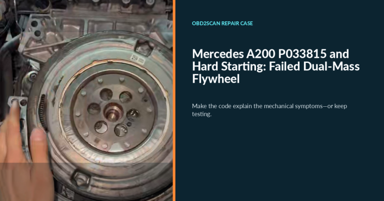 Mercedes A200 P033815 and failed dual-mass flywheel