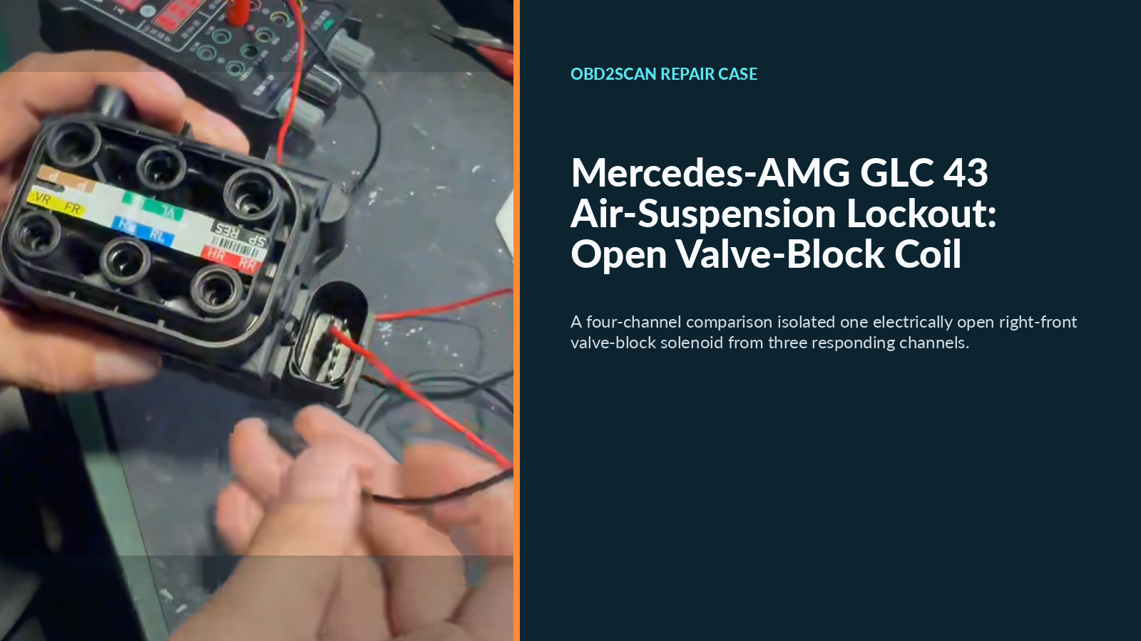 Mercedes-AMG GLC 43 air-suspension lockout caused by open valve-block coil