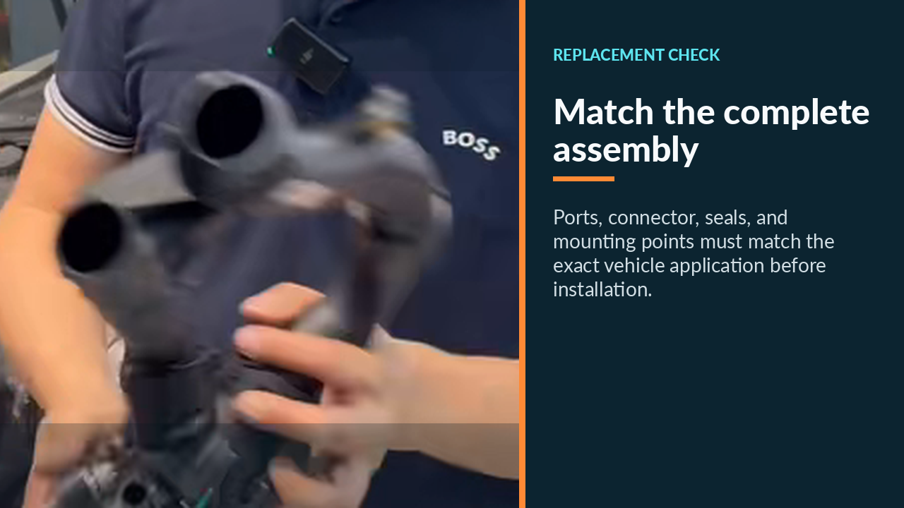 Replacement Mercedes C180 thermostat assembly with ports and connector visible