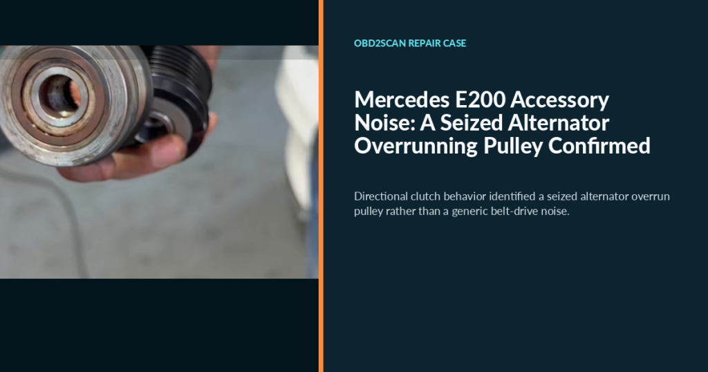 Mercedes E200 Accessory Noise: A Seized Alternator Overrunning Pulley Confirmed