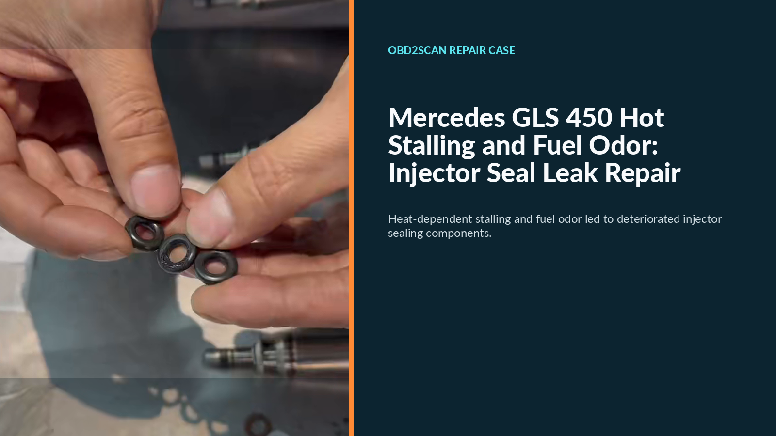 Mercedes GLS 450 hot stalling and fuel odor caused by injector seal leakage