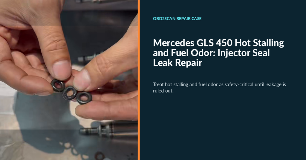 Mercedes GLS 450 Hot Stalling and Fuel Odor: Injector Seal Leak Repair