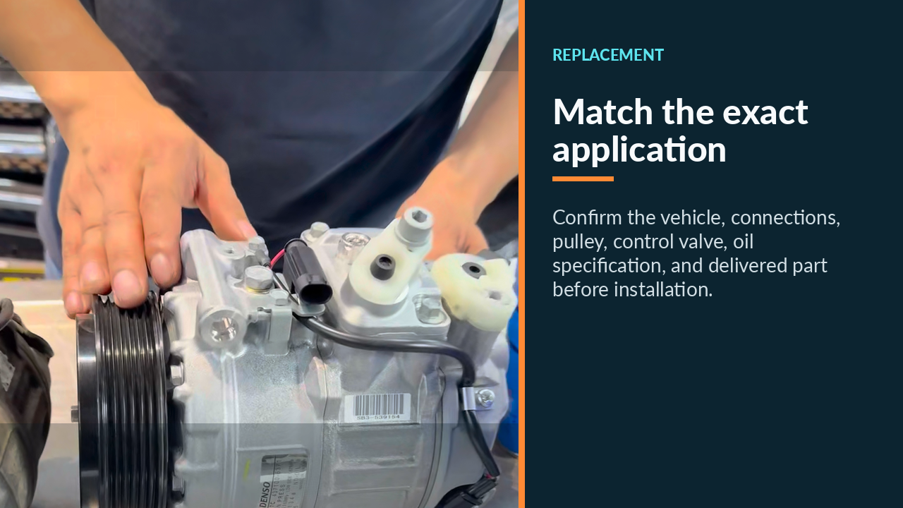 Replacement A/C compressor matched for the 2012 Mercedes R350 application