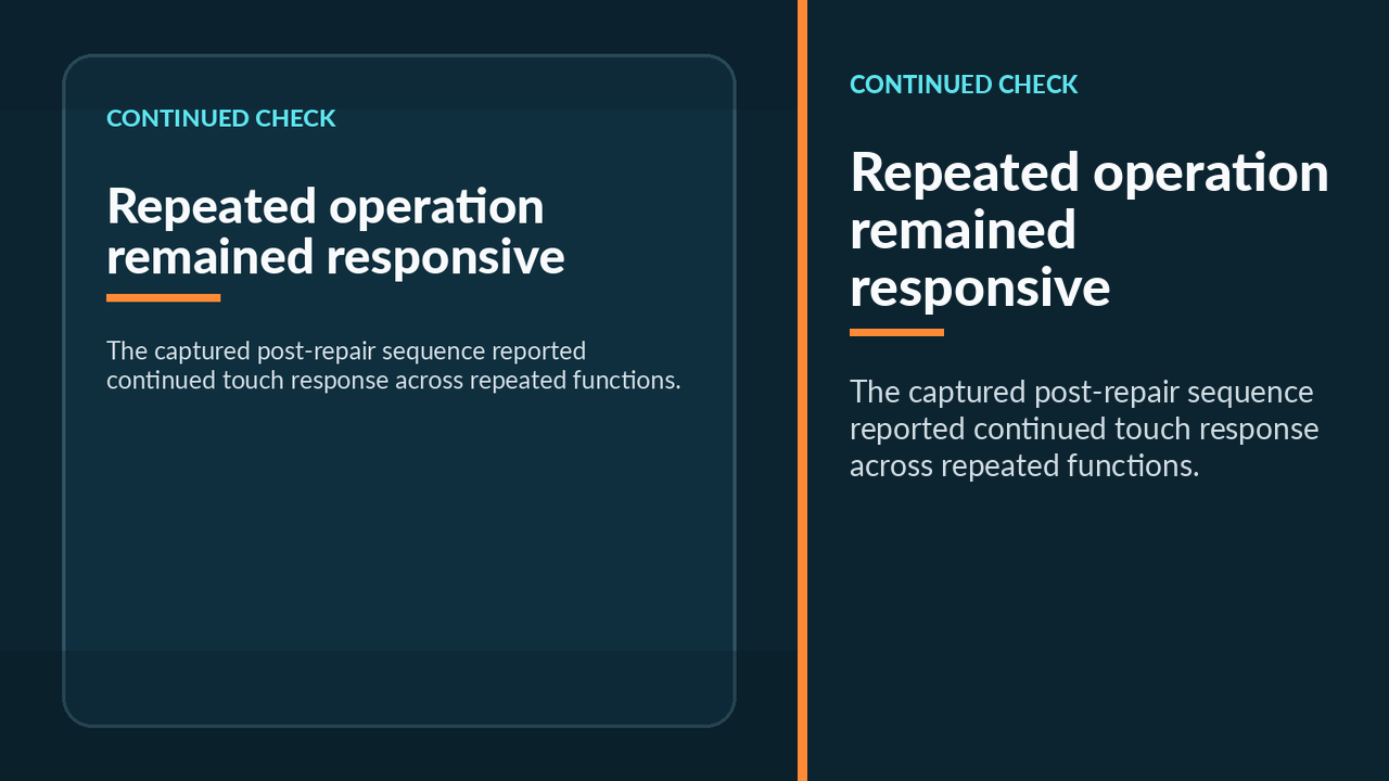Tesla Model S settings page operated during the continued post-repair touchscreen recheck.