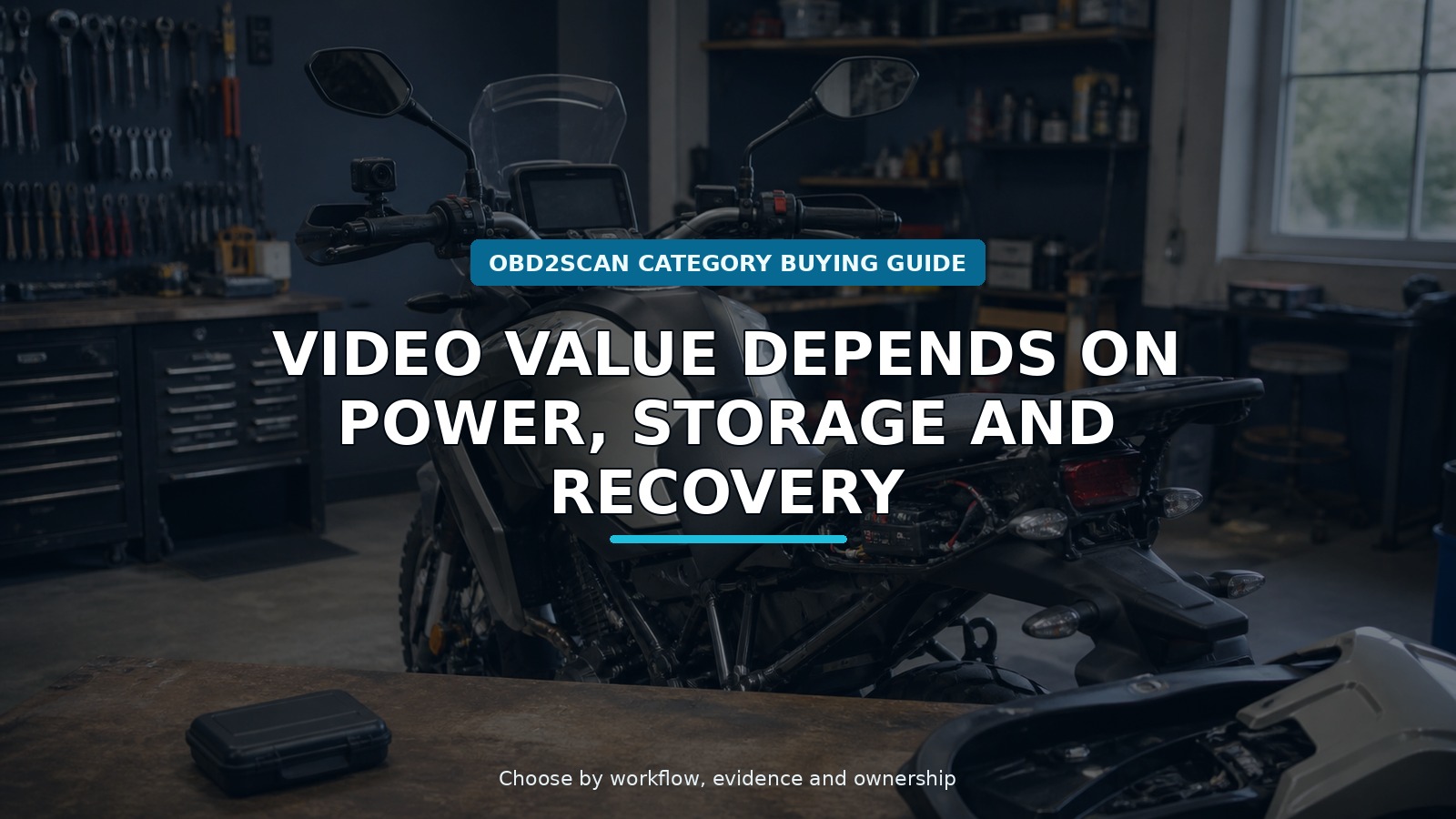 Workshop scene for motorcycle dash cam hud display buying guide