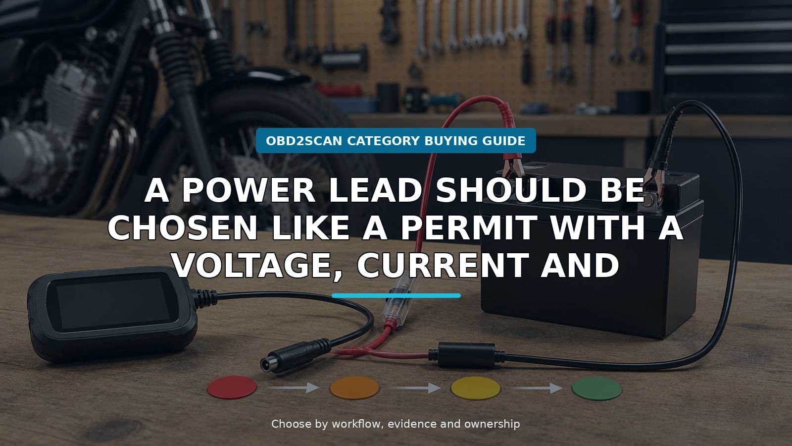 Workshop scene for motorcycle diagnostic 12v 3a auxiliary power lead buying guide