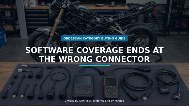 Workshop scene for motorcycle diagnostic cable kit buying guide