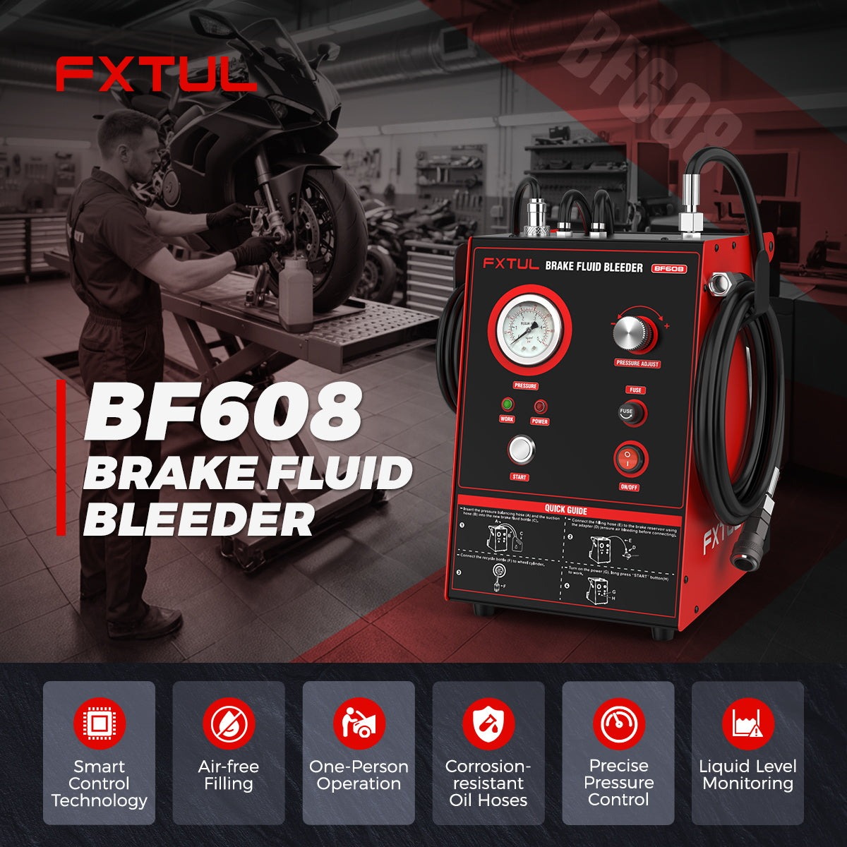 Exact first-party product or workflow view of FXTUL BF608 motorcycle brake fluid changer