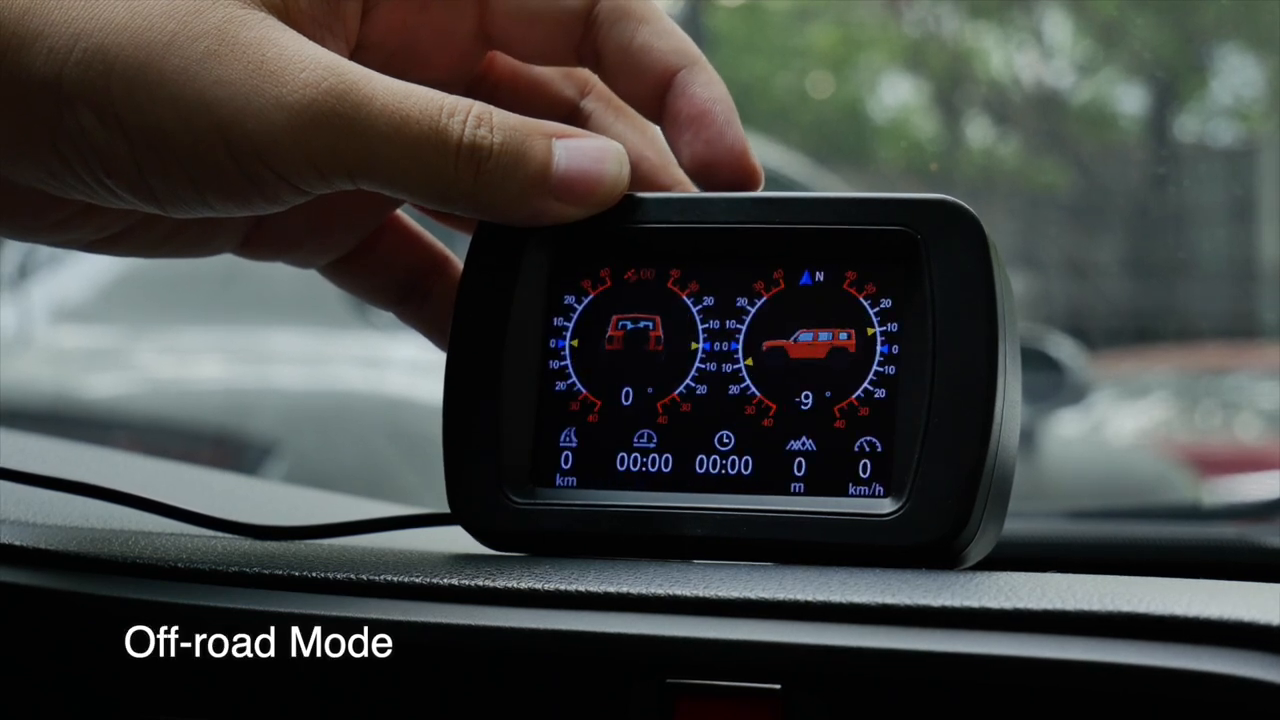 Official M85 Off-road Mode with separate roll and pitch graphics, direction and trip fields.