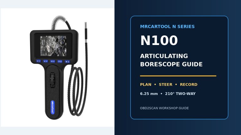 MRCARTOOL N100 articulating borescope with operating-guide title.