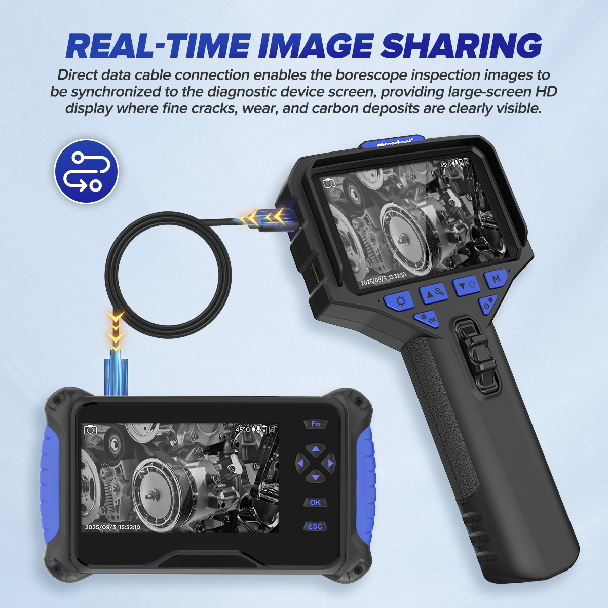 MRCARTOOL N130 connected to a separate display for real-time image sharing.