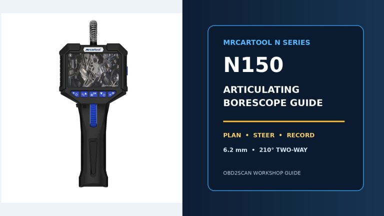 MRCARTOOL N150 articulating borescope with operating-guide title.