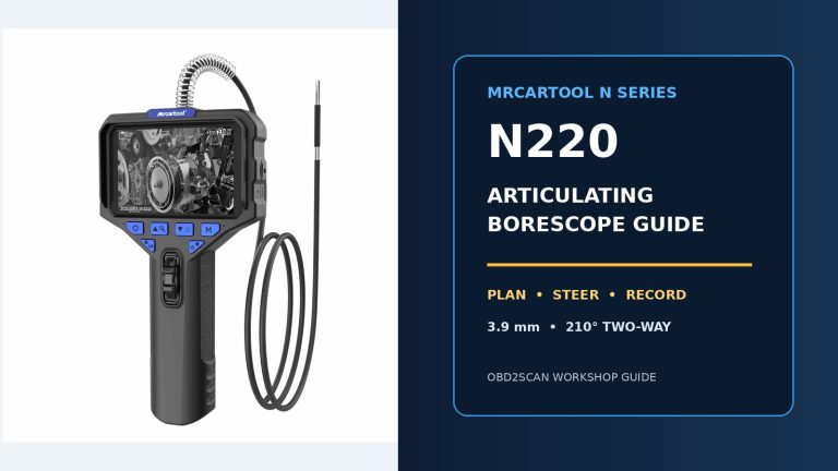 MRCARTOOL N220 articulating borescope with operating-guide title.
