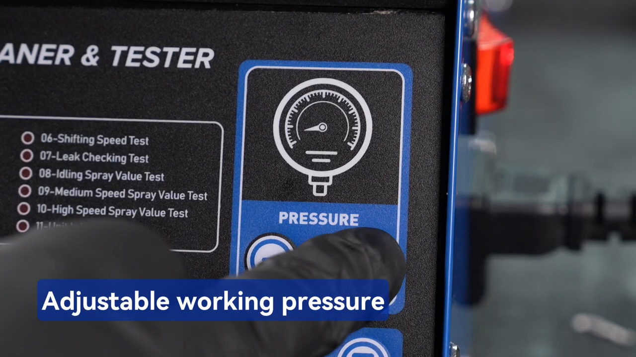 MRCARTOOL V209 control panel showing the function selector and electronic pressure buttons.