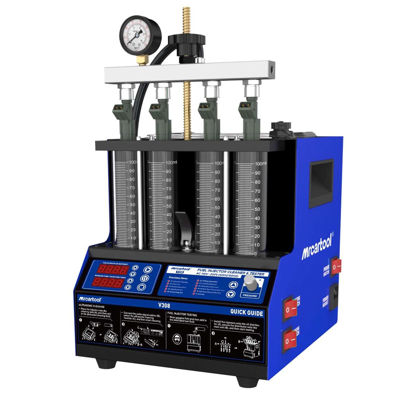 MRCARTOOL V308 four-cylinder fuel injector cleaner and tester main unit.