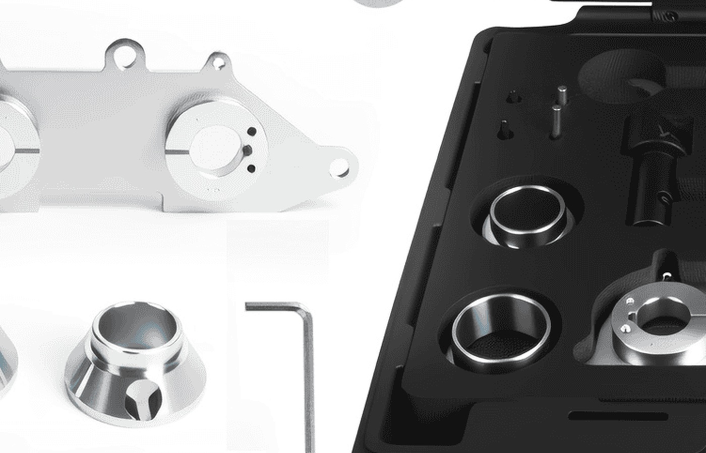 Source-derived close view of the left-side fixtures and pin-type pieces in the official case image.