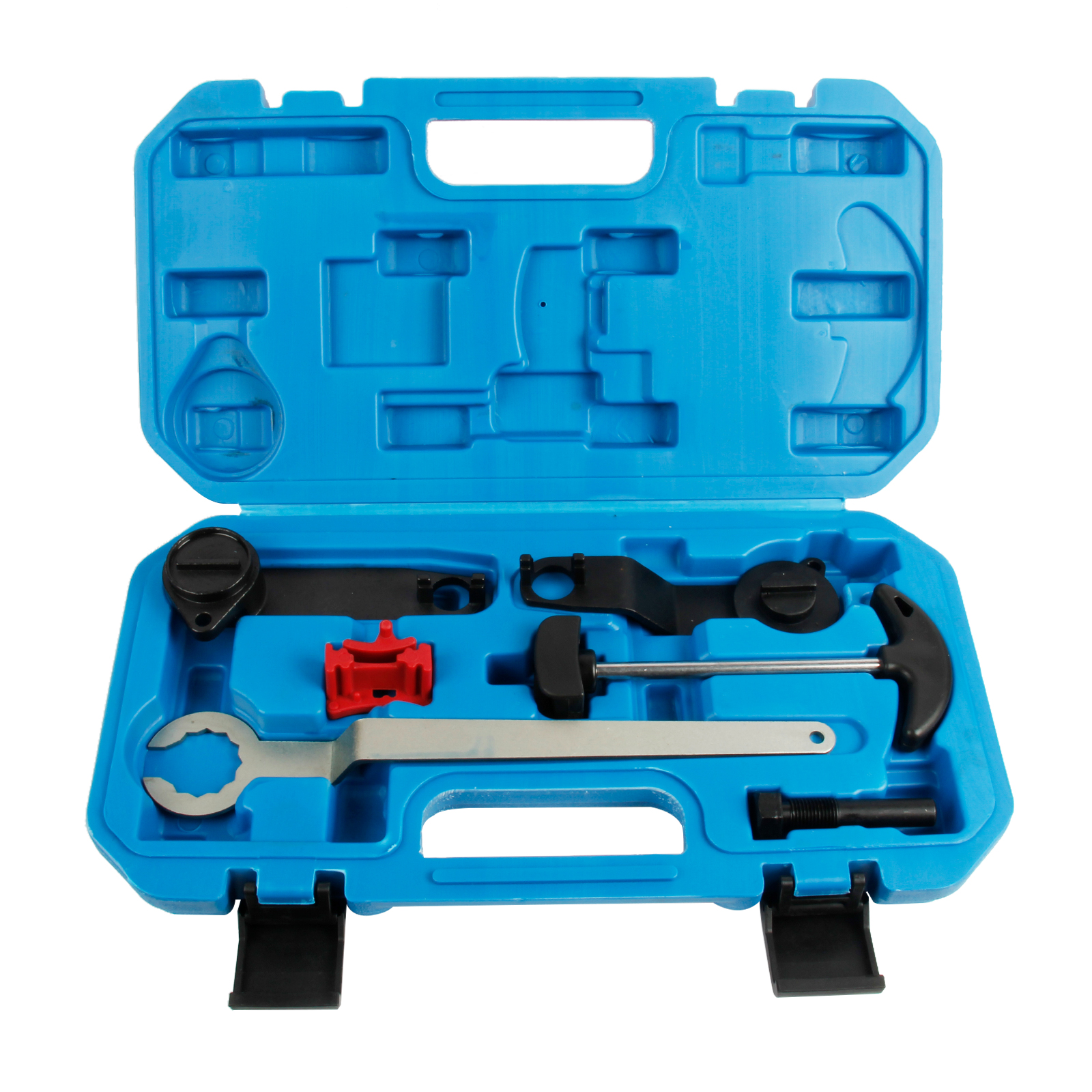 Official MRCARTOOL overview of the complete Volkswagen EA211 timing tool set in its molded case.