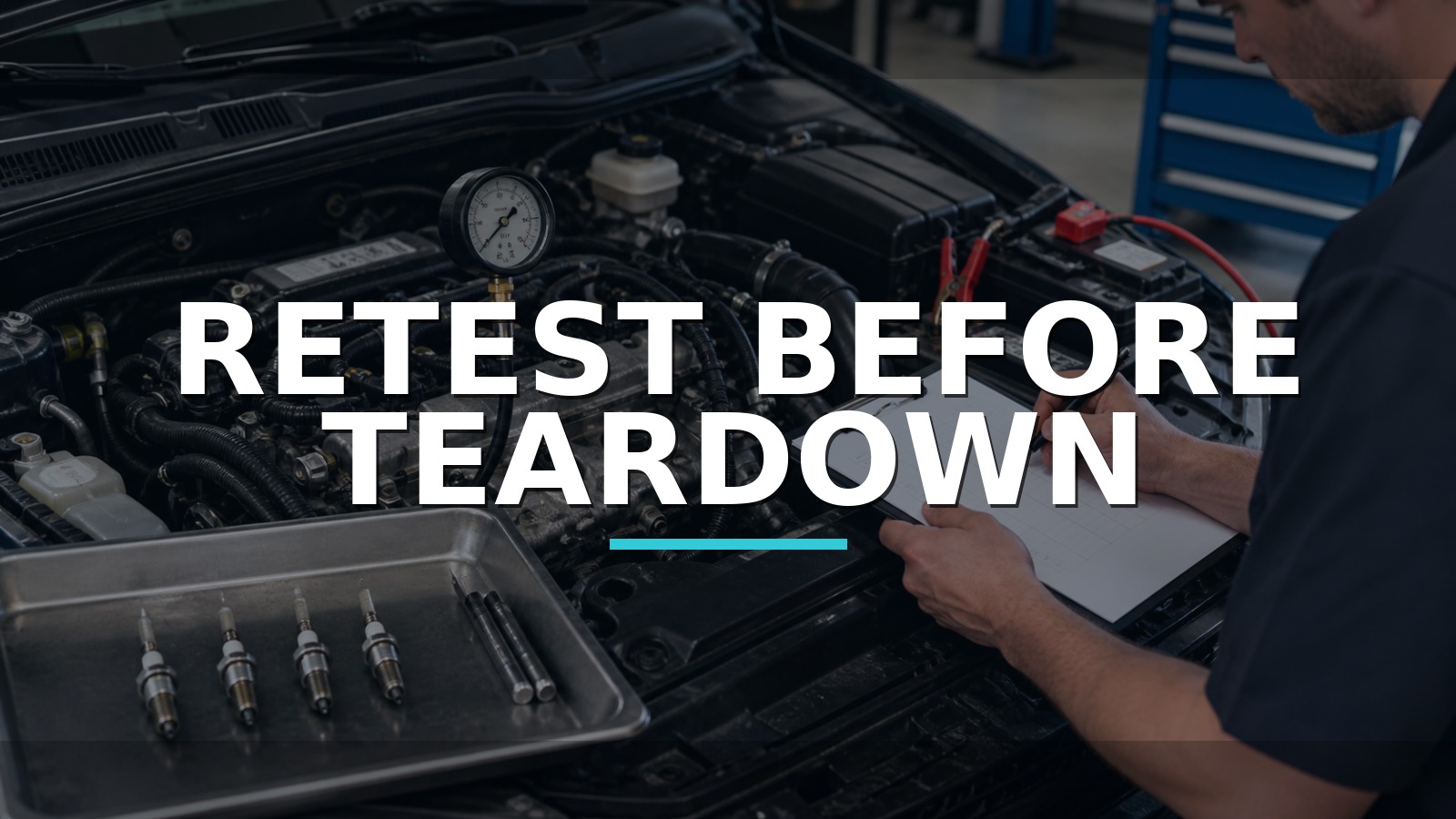 Retest Before Teardown — conceptual diagnosis scene