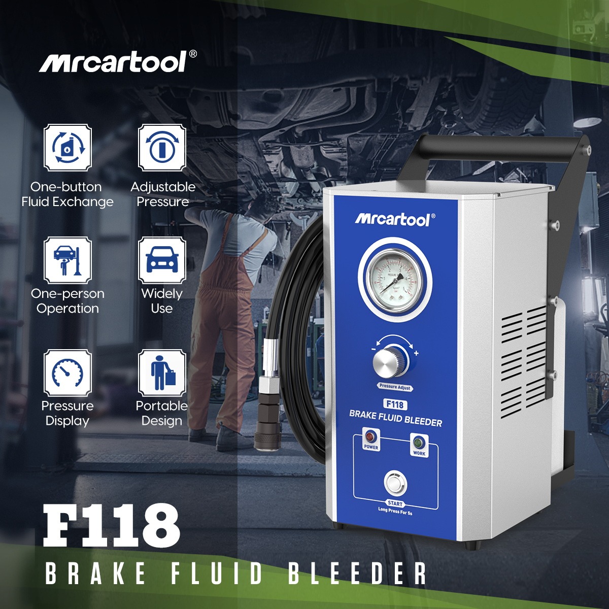 Exact first-party product or workflow view of MRCARTOOL F118 pressure brake fluid exchanger
