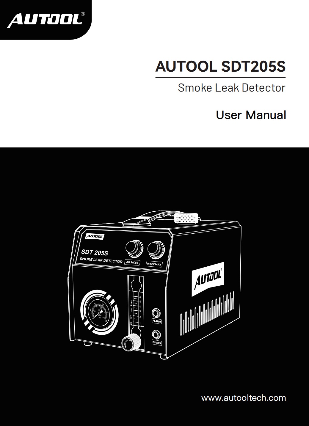 Exact first-party product or workflow view of AUTOOL SDT205S pressure-and-flow smoke tester