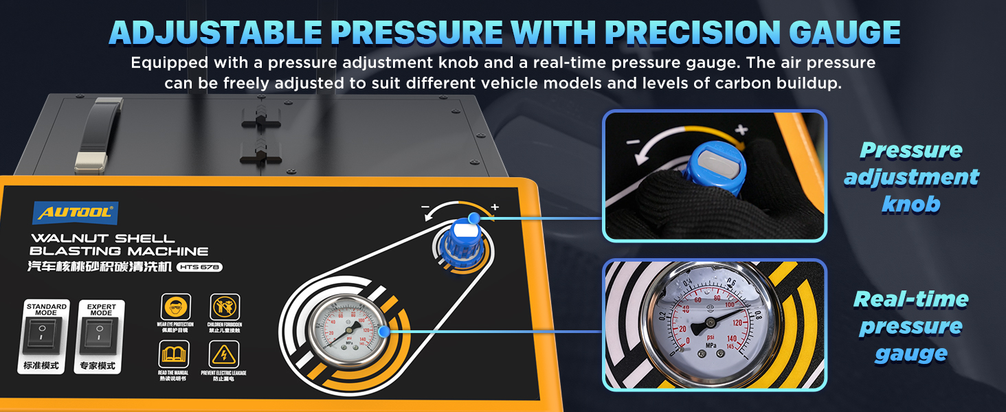 AUTOOL HTS678 pressure-adjustment control and gauge