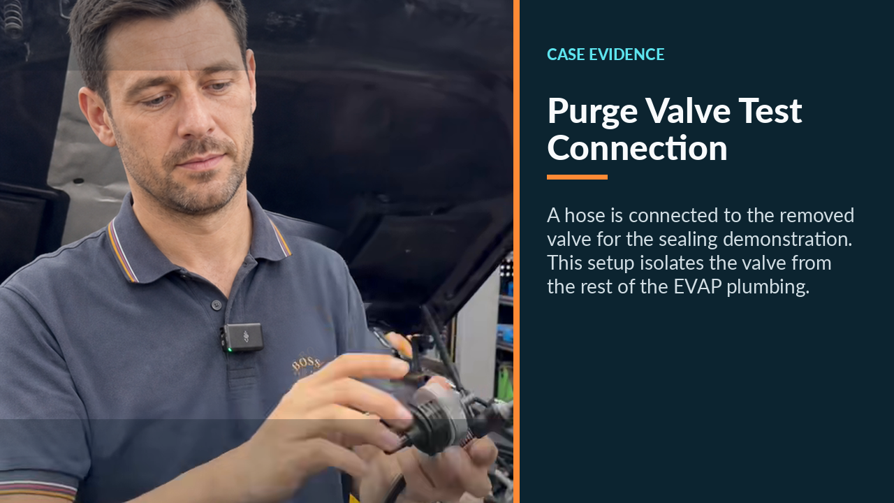 Hose connected to the removed purge valve for an isolated sealing check