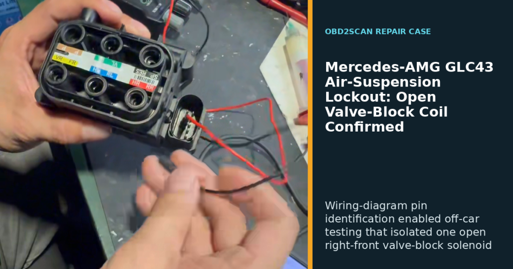 Mercedes-AMG GLC43 Air-Suspension Lockout: Open Valve-Block Coil Confirmed