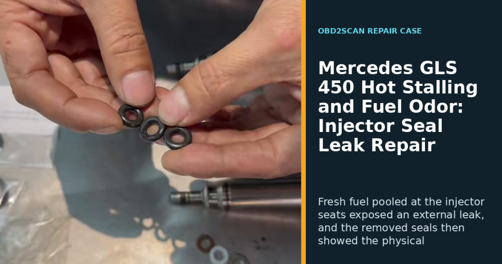 Mercedes GLS 450 Hot Stalling and Fuel Odor: Injector Seal Leak Repair