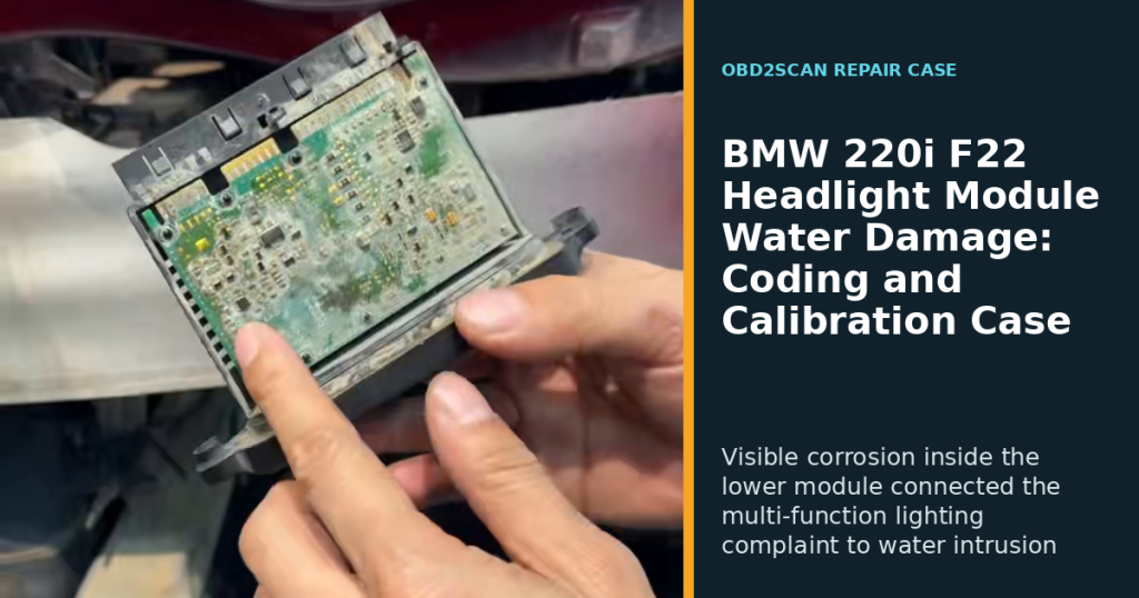 BMW 220i F22 Headlight Module Water Damage: Coding and Calibration Case