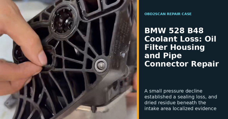 BMW 528 B48 Coolant Loss: Oil Filter Housing and Pipe Connector Repair
