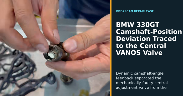 BMW 330GT Camshaft-Position Deviation Traced to the Central VANOS Valve