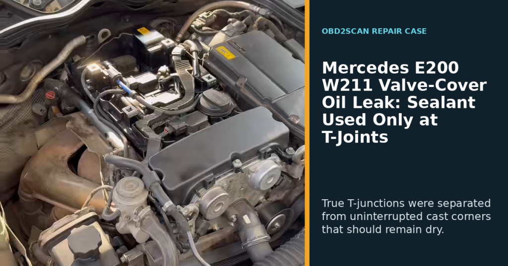 Mercedes E200 W211 Valve-Cover Oil Leak: Sealant Used Only at T-Joints