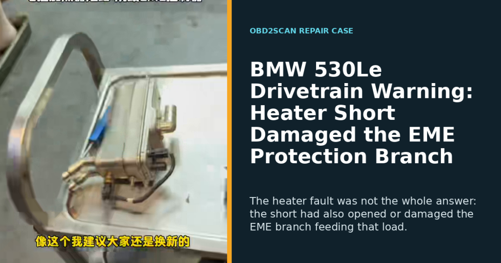 BMW 530Le Drivetrain Warning: Heater Short Damaged the EME Protection Branch