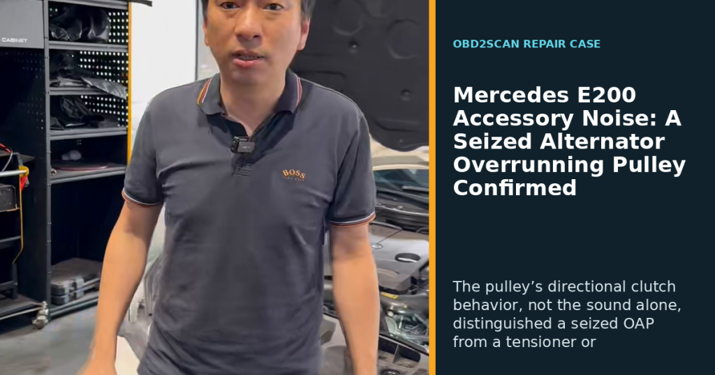 Mercedes E200 Accessory Noise: A Seized Alternator Overrunning Pulley Confirmed