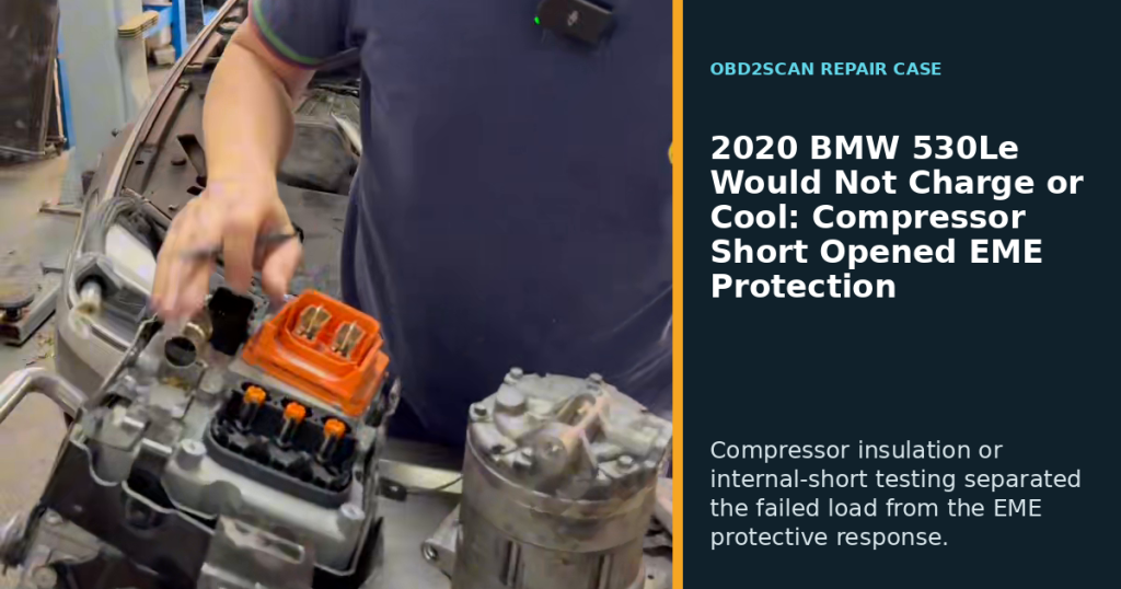 2020 BMW 530Le Would Not Charge or Cool: Compressor Short Opened EME Protection