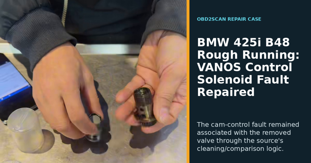 BMW 425i B48 Rough Running: VANOS Control Solenoid Fault Repaired