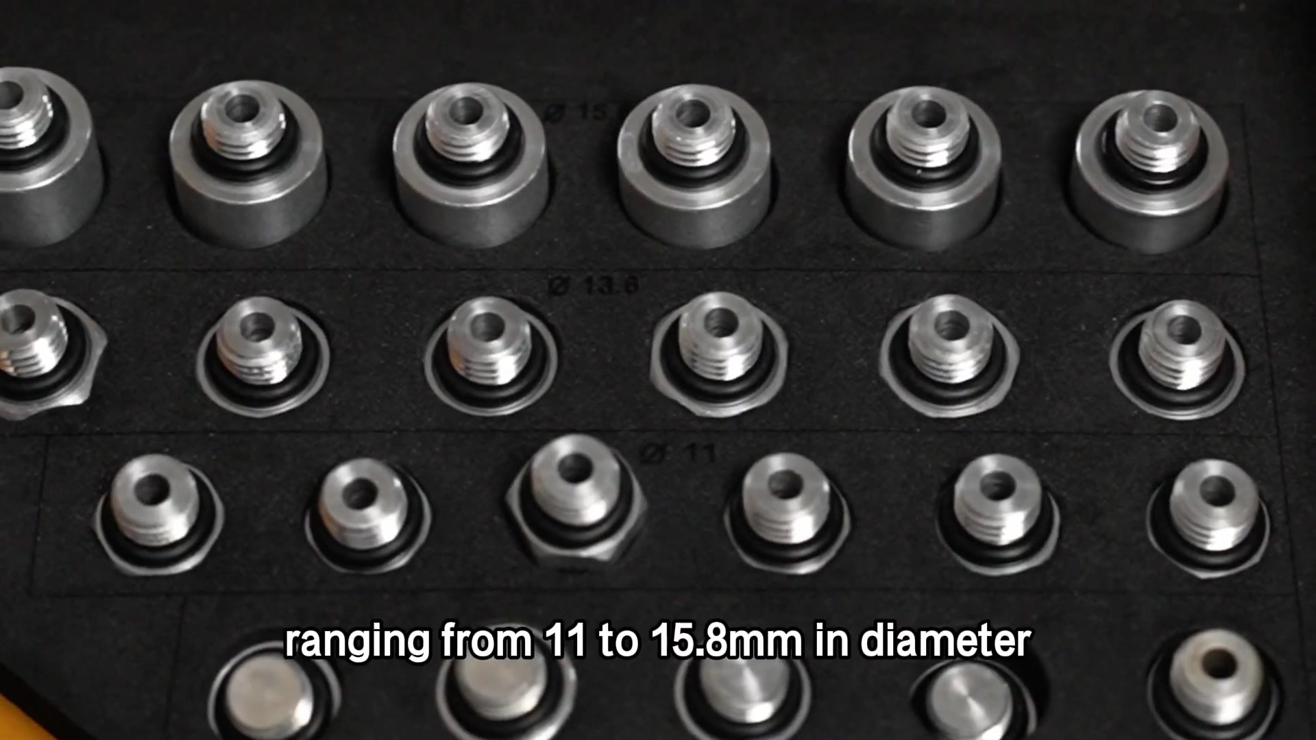 AUTOOL CT500 injector adapters arranged in the accessory drawer