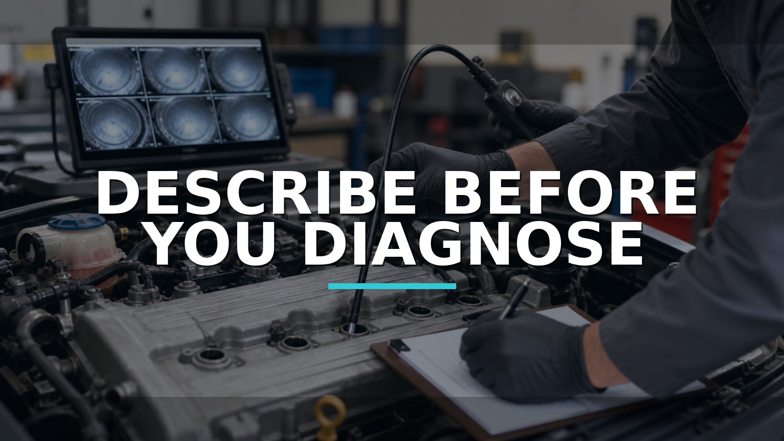 Describe Before You Diagnose — conceptual diagnosis scene