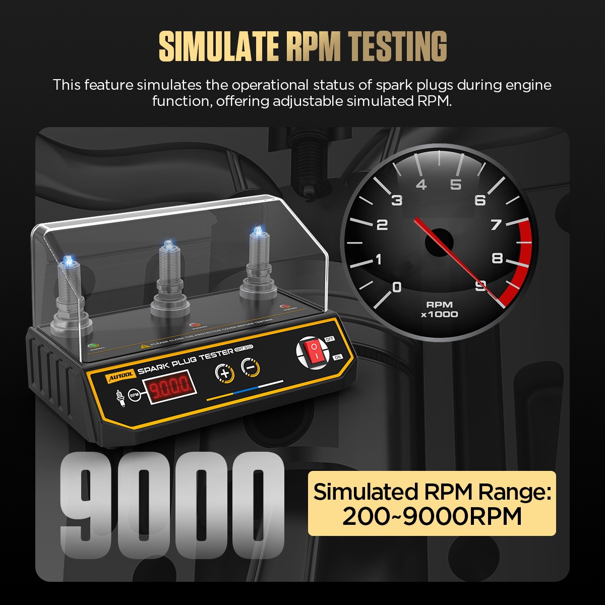 Second exact first-party product or workflow view of AUTOOL SPT301 three-hole automotive spark plug tester