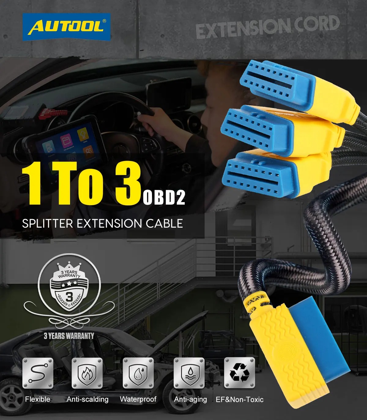 Exact first-party product or workflow view of AUTOOL 1-to-3 OBD2 splitter cable