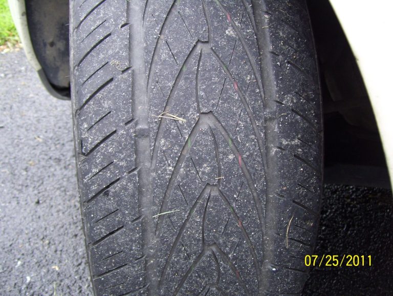 Close-up of automotive tire tread