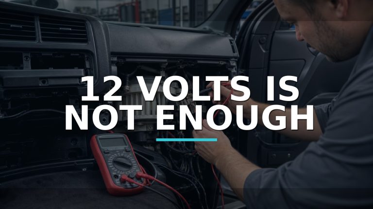 12 Volts Is Not Enough — conceptual diagnosis scene