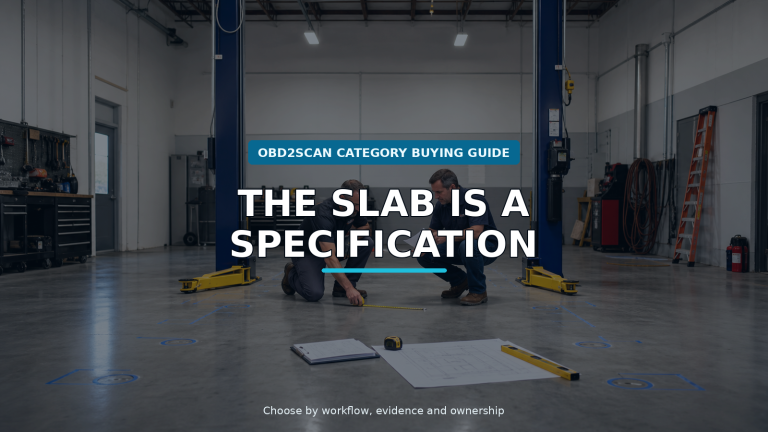 Workshop scene for two-post vehicle lift buying guide