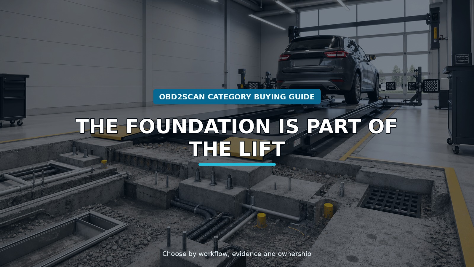 Workshop scene for ultra-low alignment scissor lift buying guide
