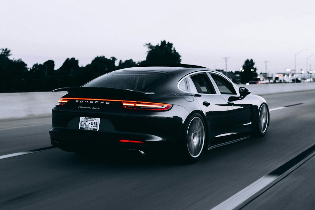 Passenger vehicle on an open road