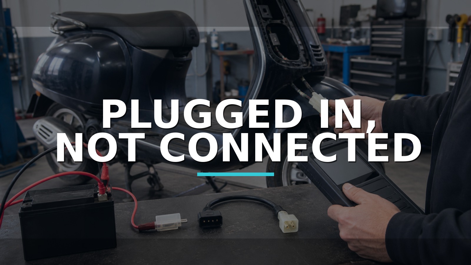Plugged In, Not Connected — conceptual diagnosis scene