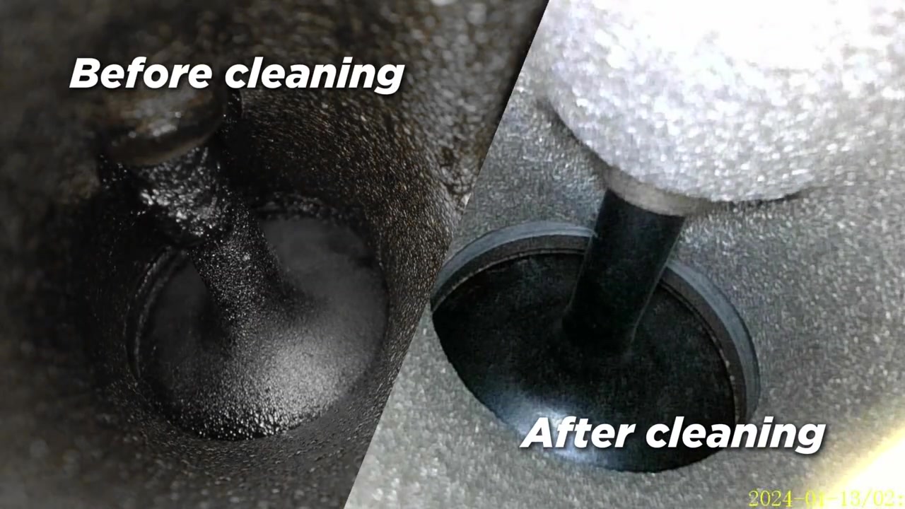 Intake valve before and after AUTOOL HTS559 walnut blasting